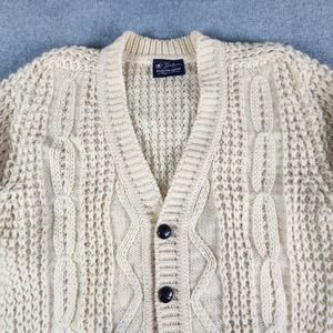 Gaeltarra For Austin Reed Chunky Knit Cardigan Button Men Size 40 Ivory New Wool
